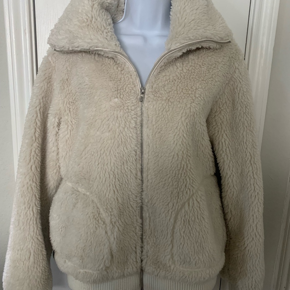 Sherpa Zip-Up Teddy Jacket - Cream